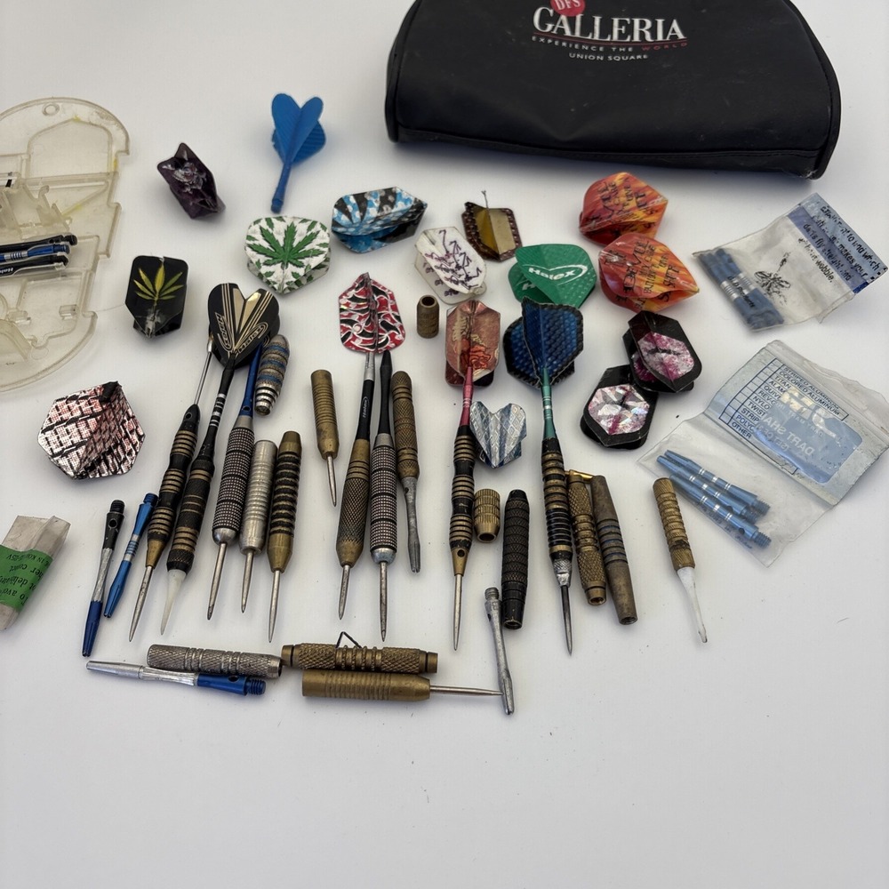 Vintage Mixed Steel Tip Darts Lot with Extra Flights, Shafts & Accessories